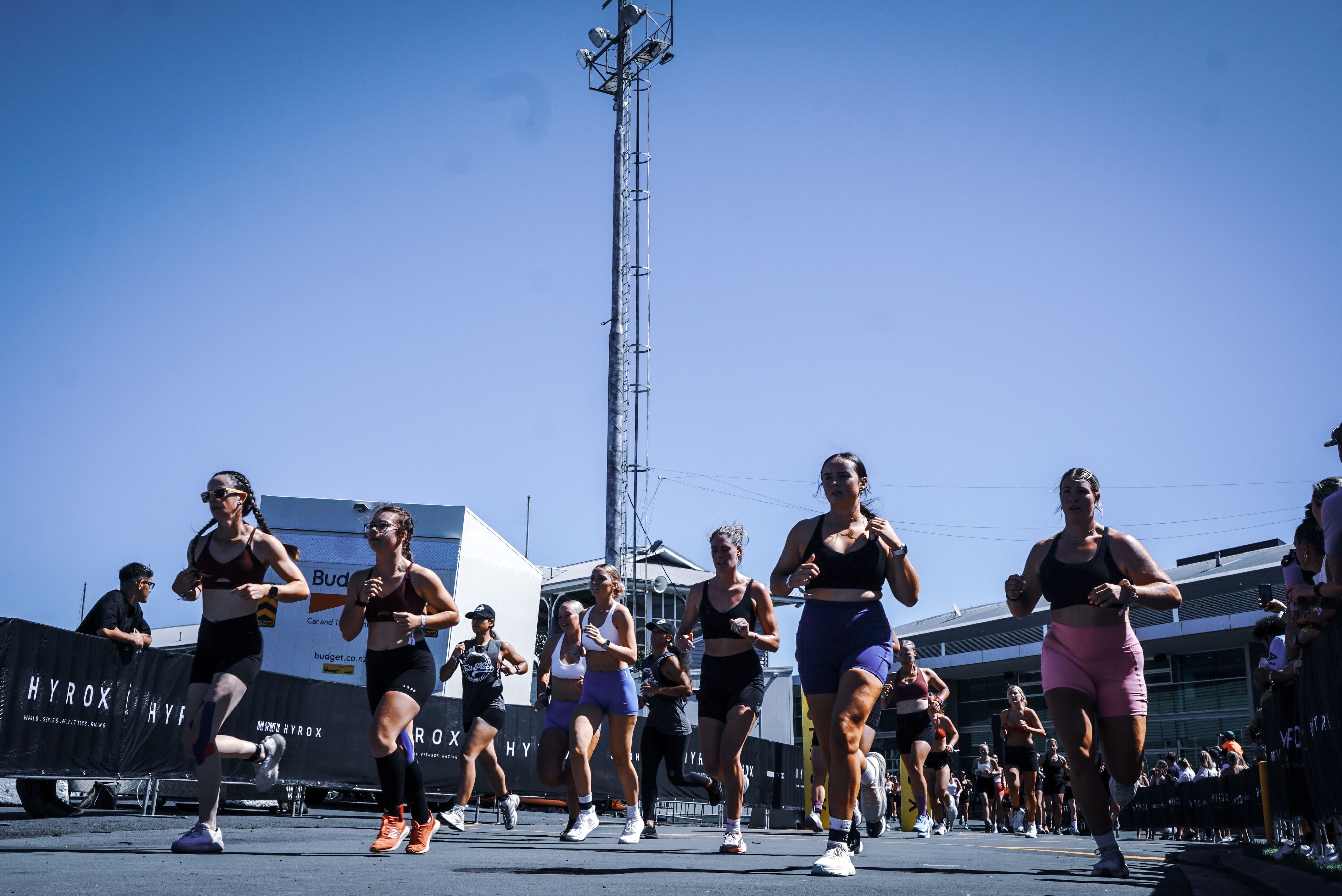 Runners warming up before a session